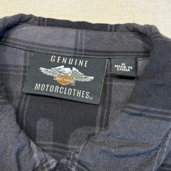 Harley-Davidson Black Plaid Button-Up Shirt - Size Medium - Picture 11 of 15